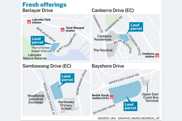 Bayshore Berlayar and Newton plots among 10 new housing sites up for sale two EC parcels also available